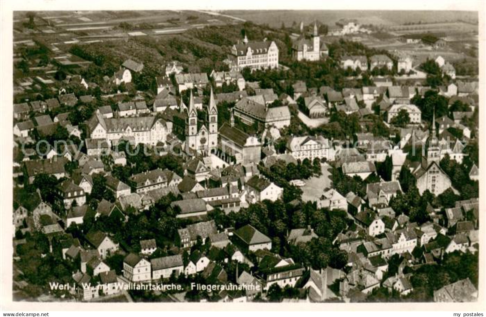 Werl Westfalen Fliegeraufnahme Teilansicht mit Wallfahrtskirche