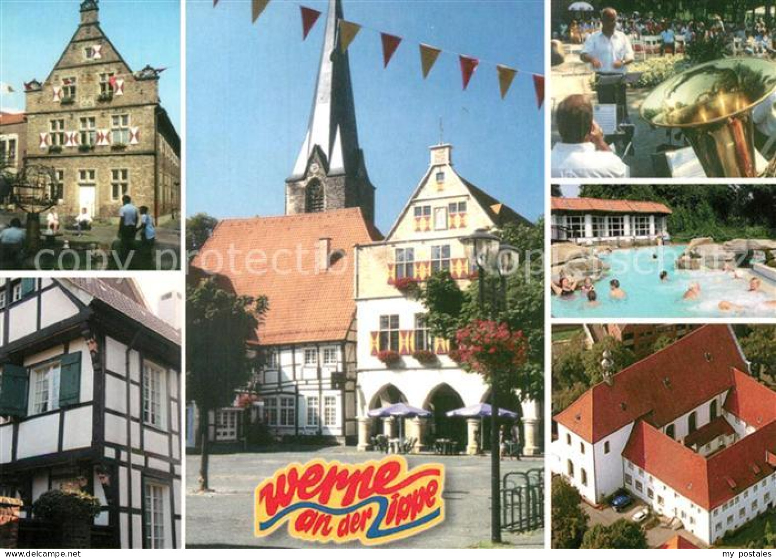 Werne Unna Steinhaus Fachwerkhaus Marktplatz Kirchturm Musikkapelle Fest