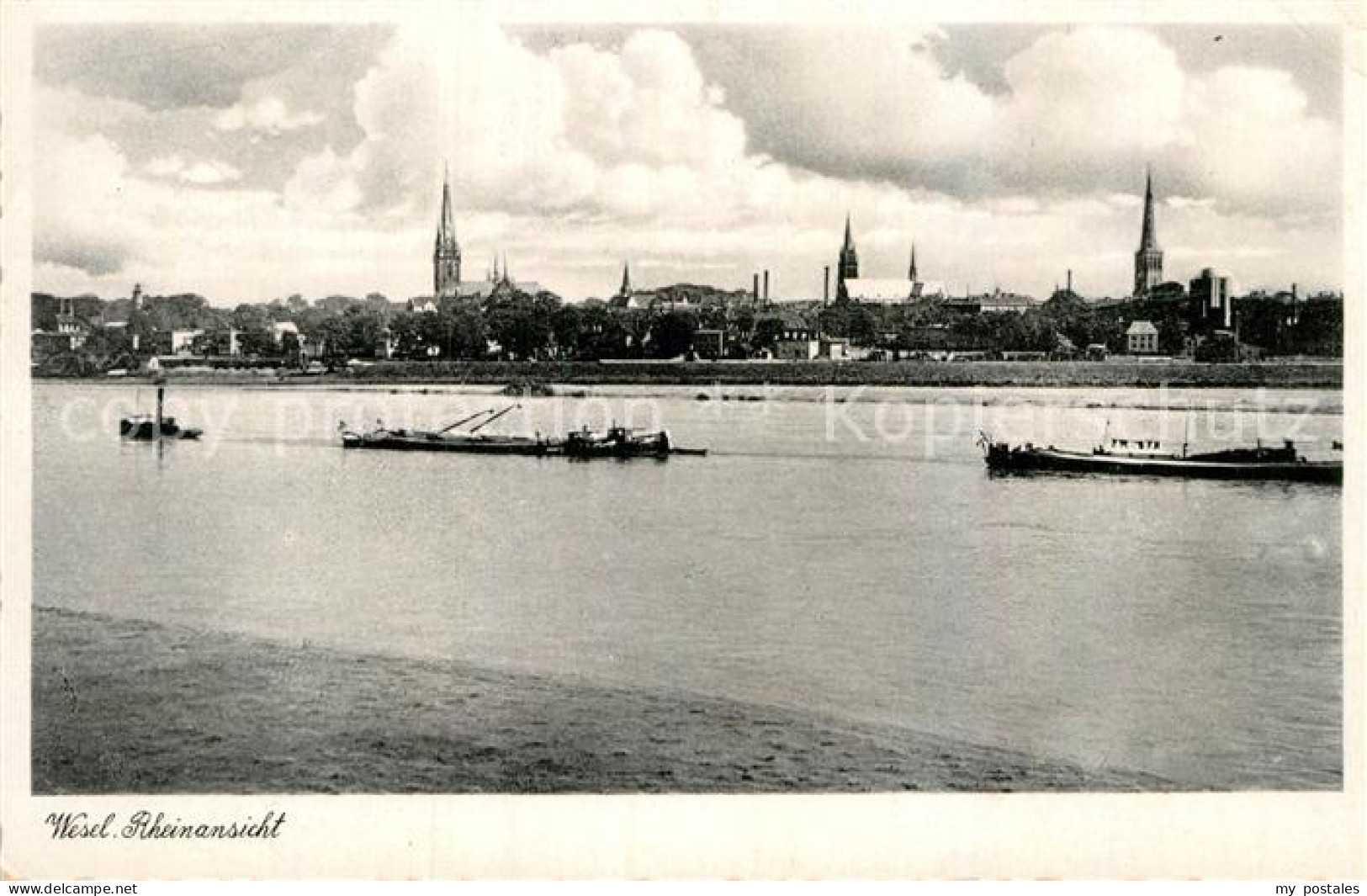 Wesel Rhein Rheinansicht Binnenschiffe