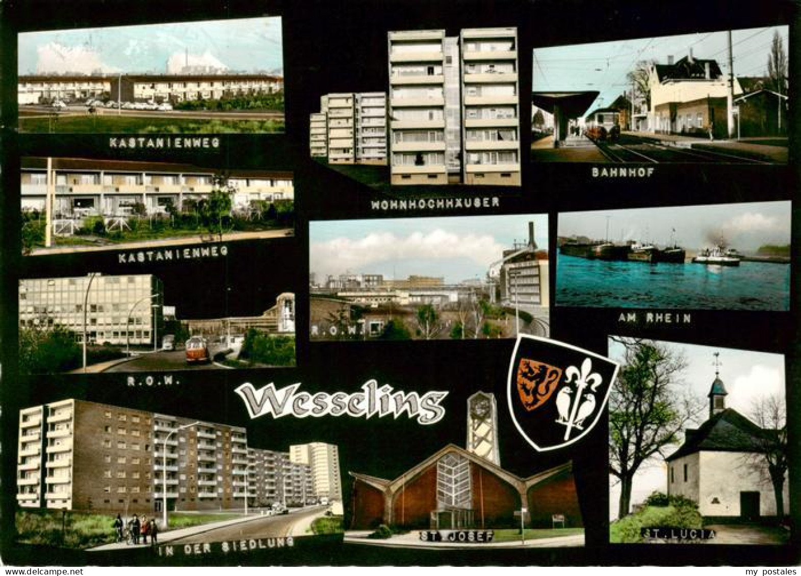 Wesseling Kastanienweg Wohnhochhaeuser Bahnhof ROW Rhein In der Siedlung St Jose