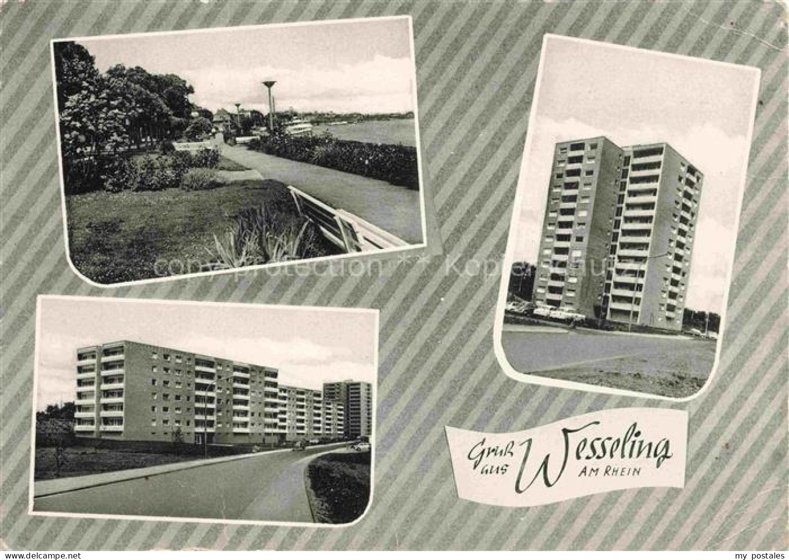 Wesseling NRW Uferpromenade am Rhein Hochhaus Wohnsiedlung