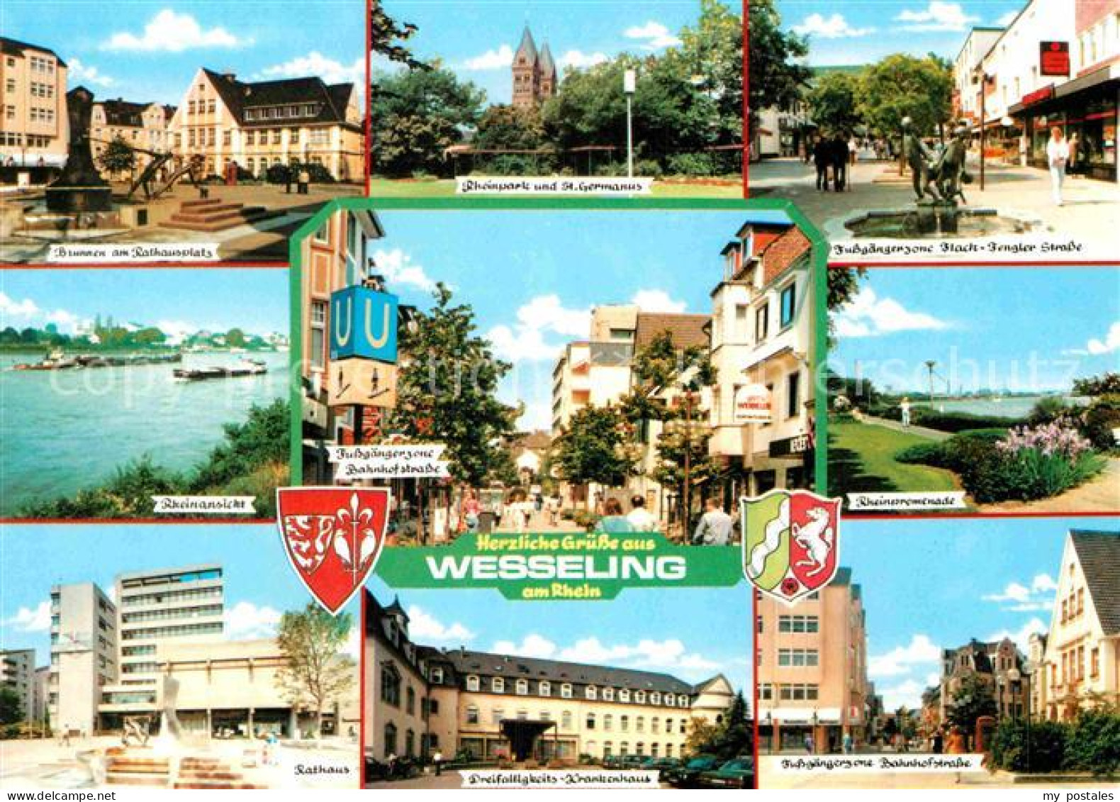 Wesseling Rathaus Rheinpartie Dreifaltigkeitskrankenhaus Bahnhofstrasse Flach-Fe