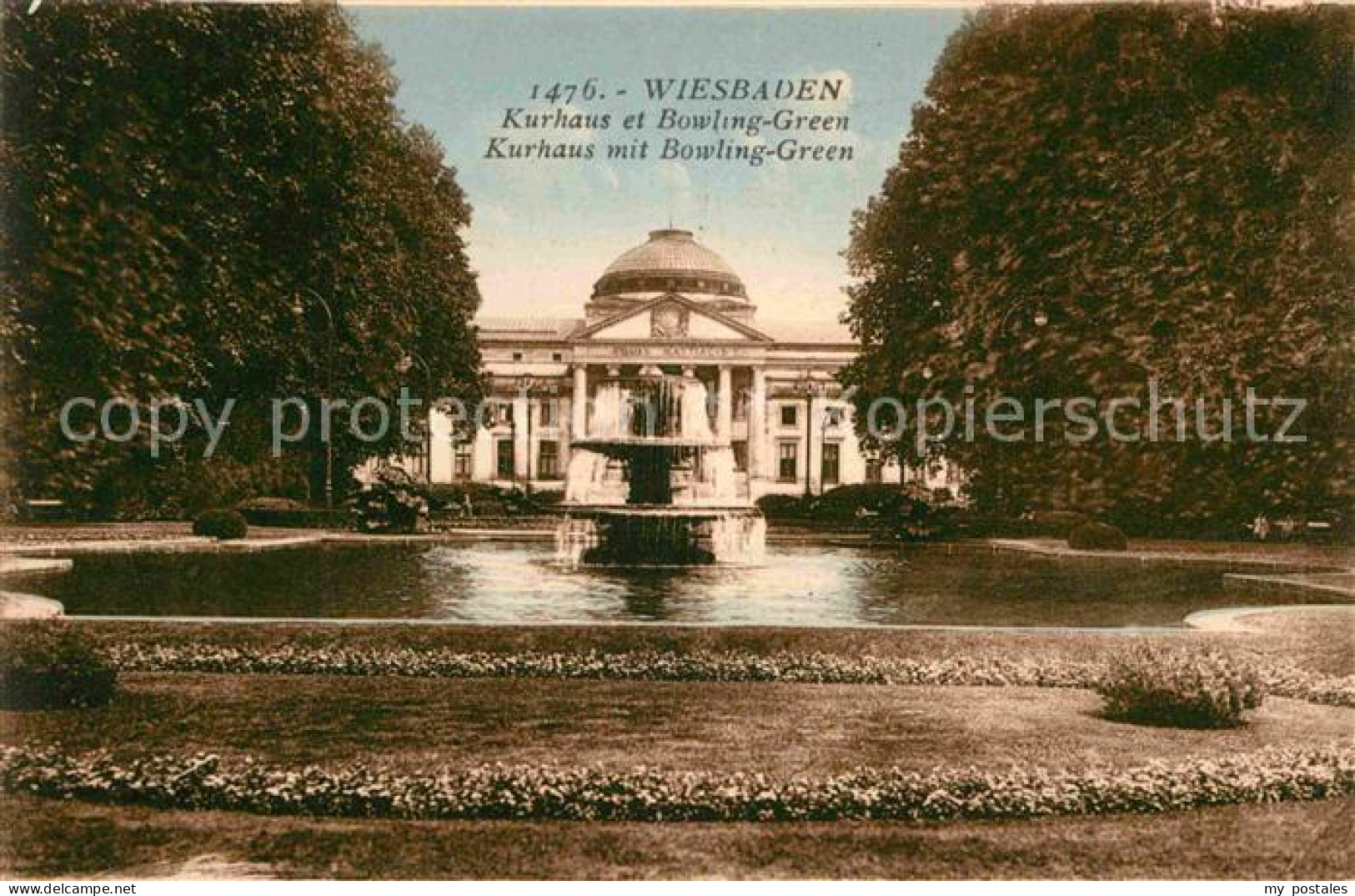 Wiesbaden Kurhaus mit Bowling Green Brunnen
