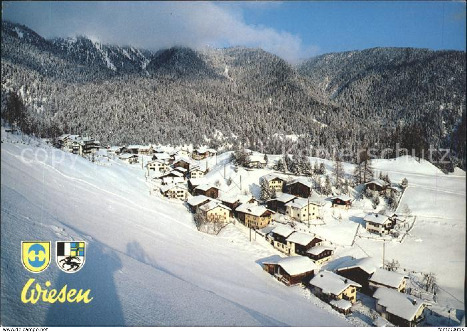 Wiesen Albula Winterpanorama