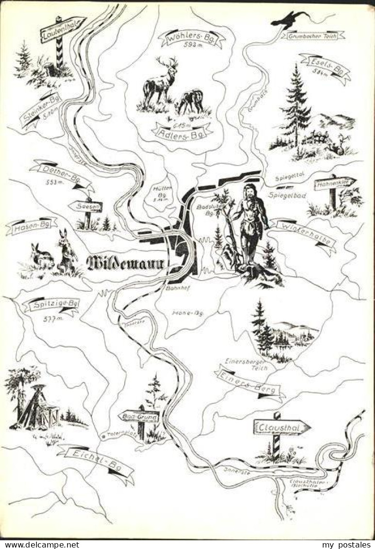 Wildemann Harz Goslar Niedersachsen Wanderkarte Wildemann Oberharz