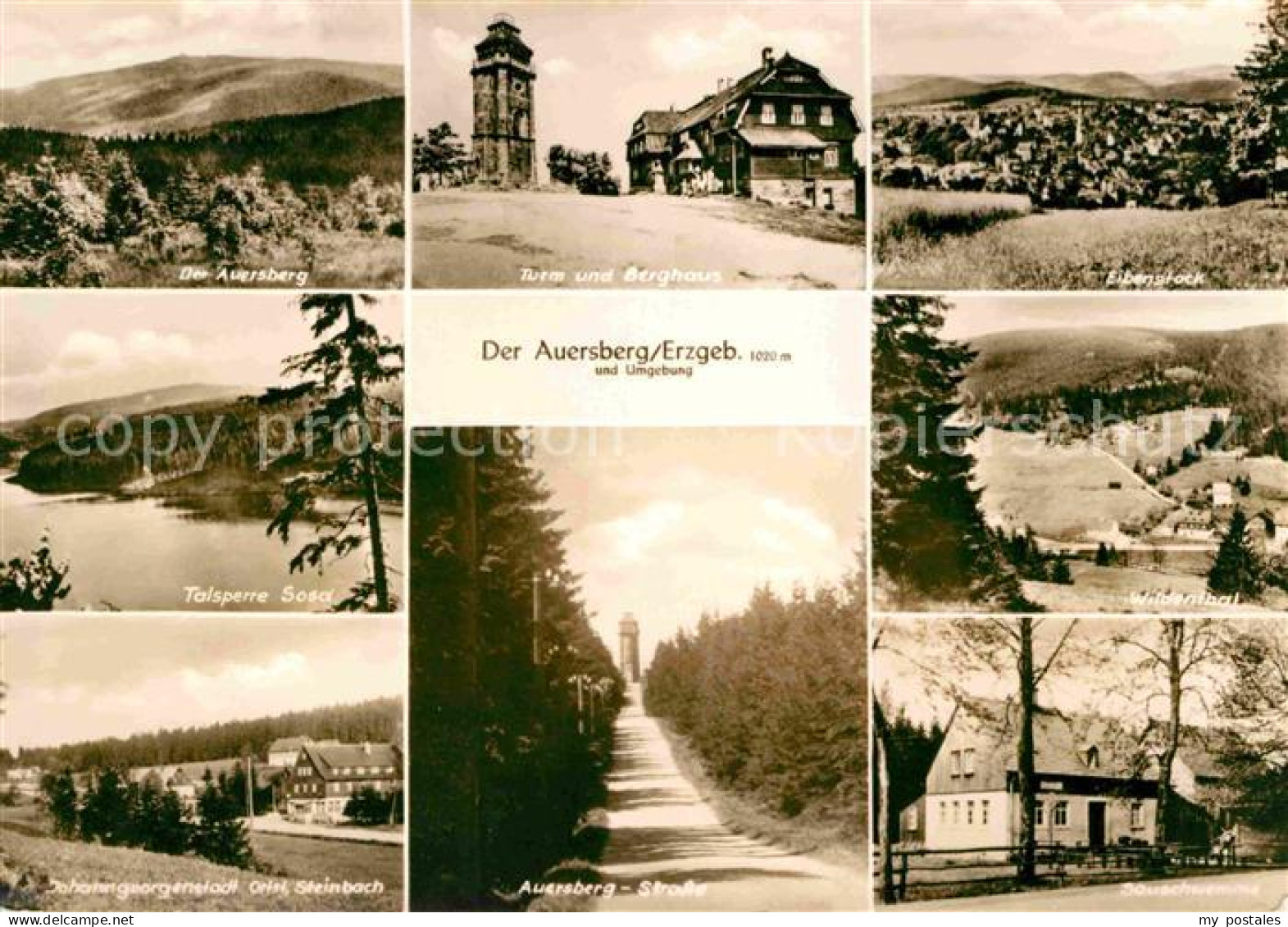 Wildenthal Eibenstock Der Auersberg Turm und Berghaus Eibenstock Talsperre Soese