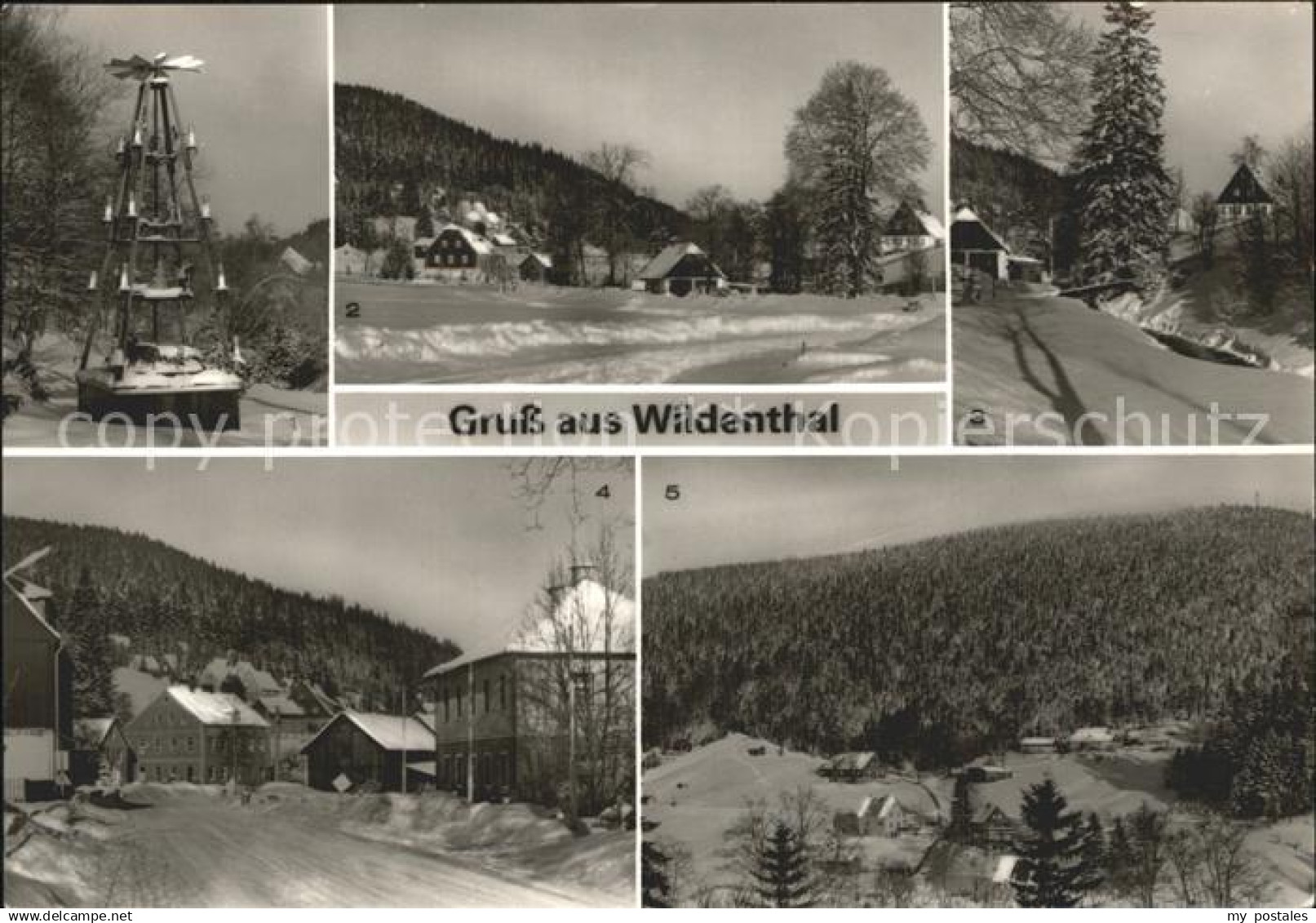 Wildenthal Eibenstock Pyramide Ortsansicht Grosse Bockau Auersberg Winterpanoram