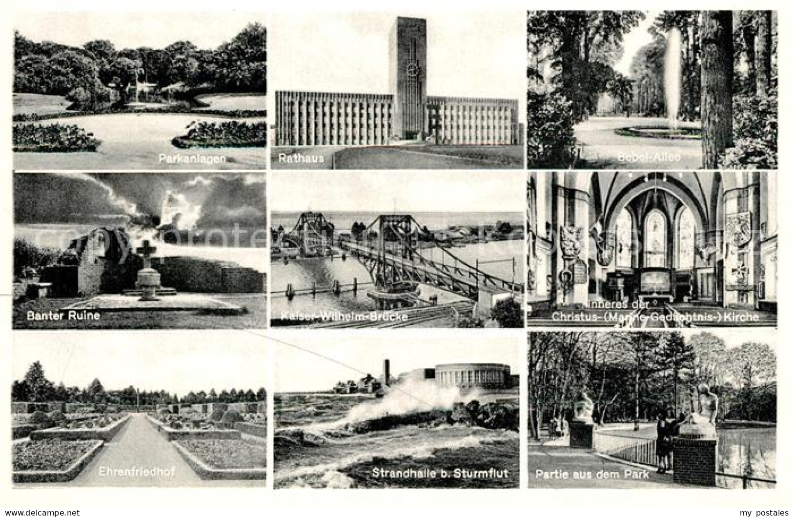 Wilhelmshaven  CITY Park Rathaus Bebel Allee Banter Ruine Kaiser Wilhelm Brueck