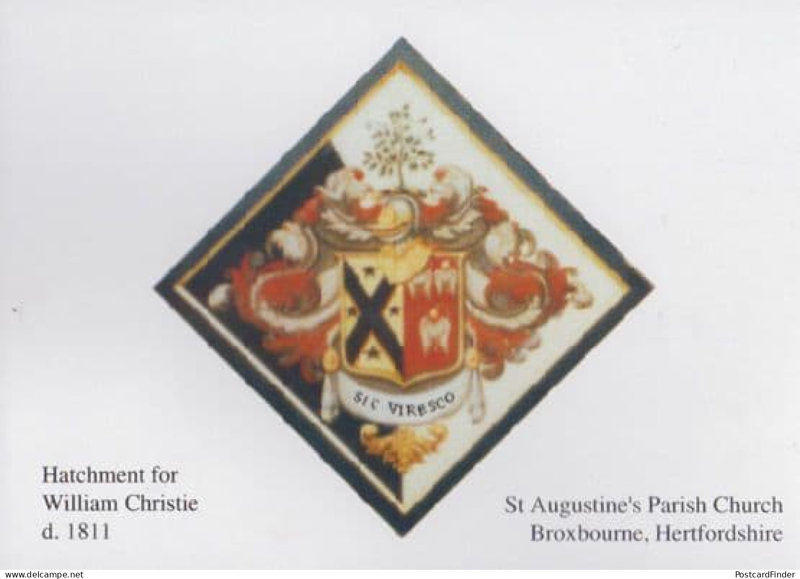 William Christie Hatchment Regalia Ensignia Broxbourne Hertfordshire Postcard