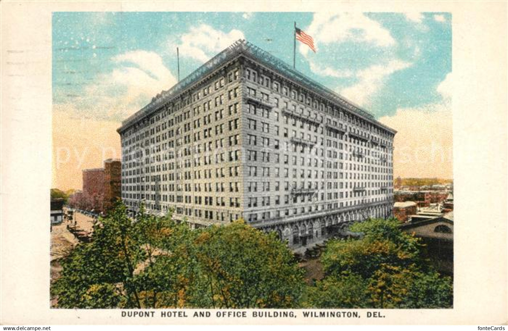 Wilmington Delaware Dupont Hotel and Office Building Litho