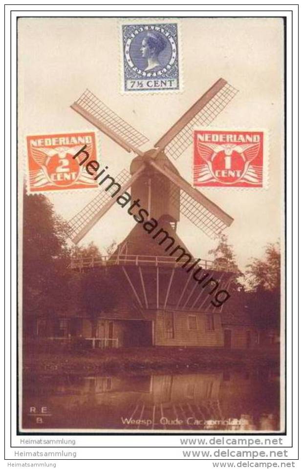 Windmühle - Niederlande - Holland - Weesp - Oude Cacaomolen (Kakaomühle) Foto-AK