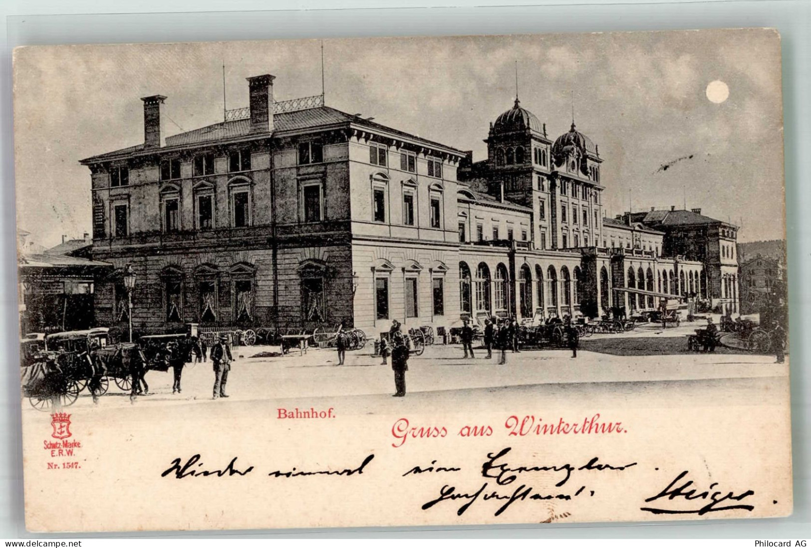 Winterthur Bahnhof Bahnhof Schweiz 1898 Mondschein - 14021443