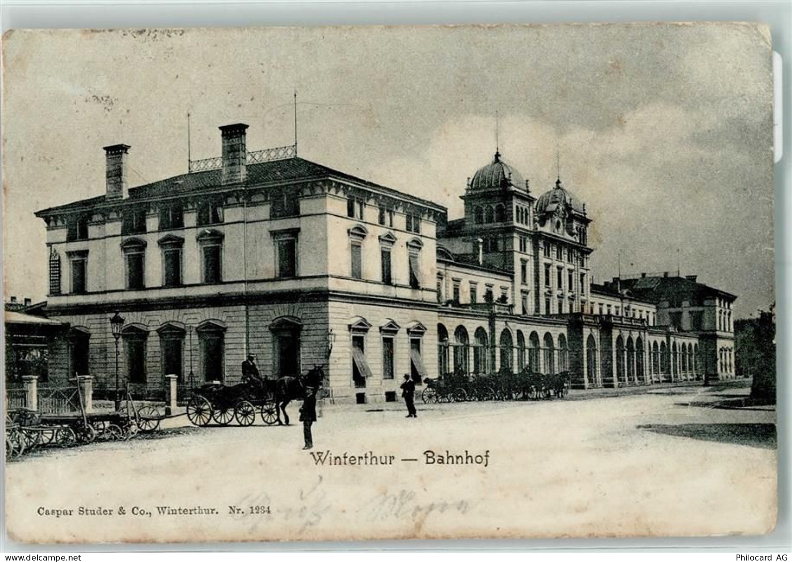 Winterthur Bahnhof Pferdekutsche Bahnhof Schweiz 1905 Gebrauchsspuren - 10217486