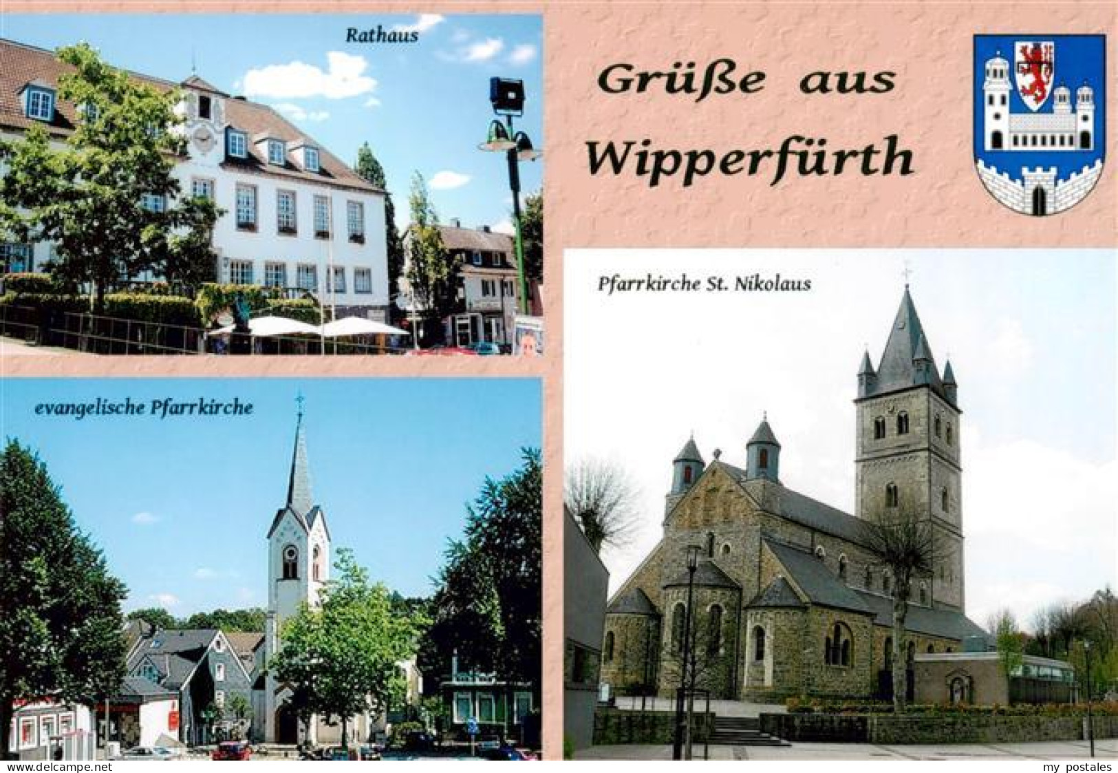 Wipperfuerth Rathaus Ev Pfarrkirche mit Pfarrkirche St Nikolaus