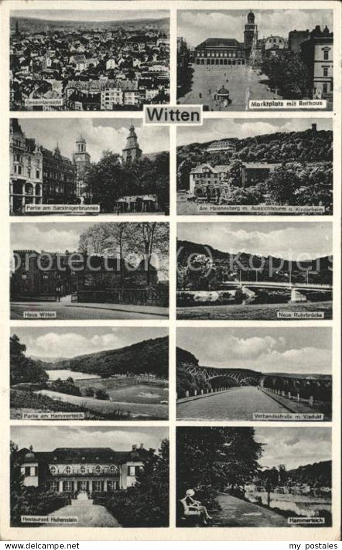 Witten Ruhr Marktplatz mit Rathaus u.Haus Witten