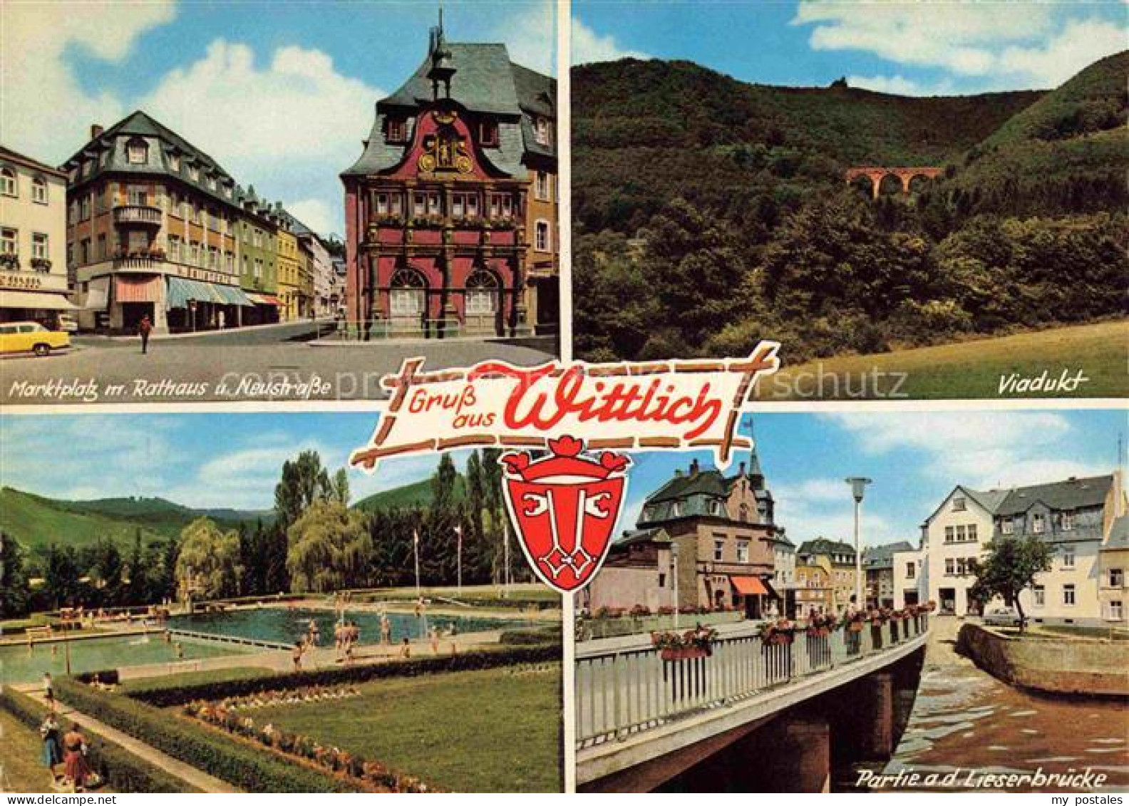 Wittlich Bernkastel-Wittlich Marktplatz mit Rathaus und Neustrasse Viadukt Schwi