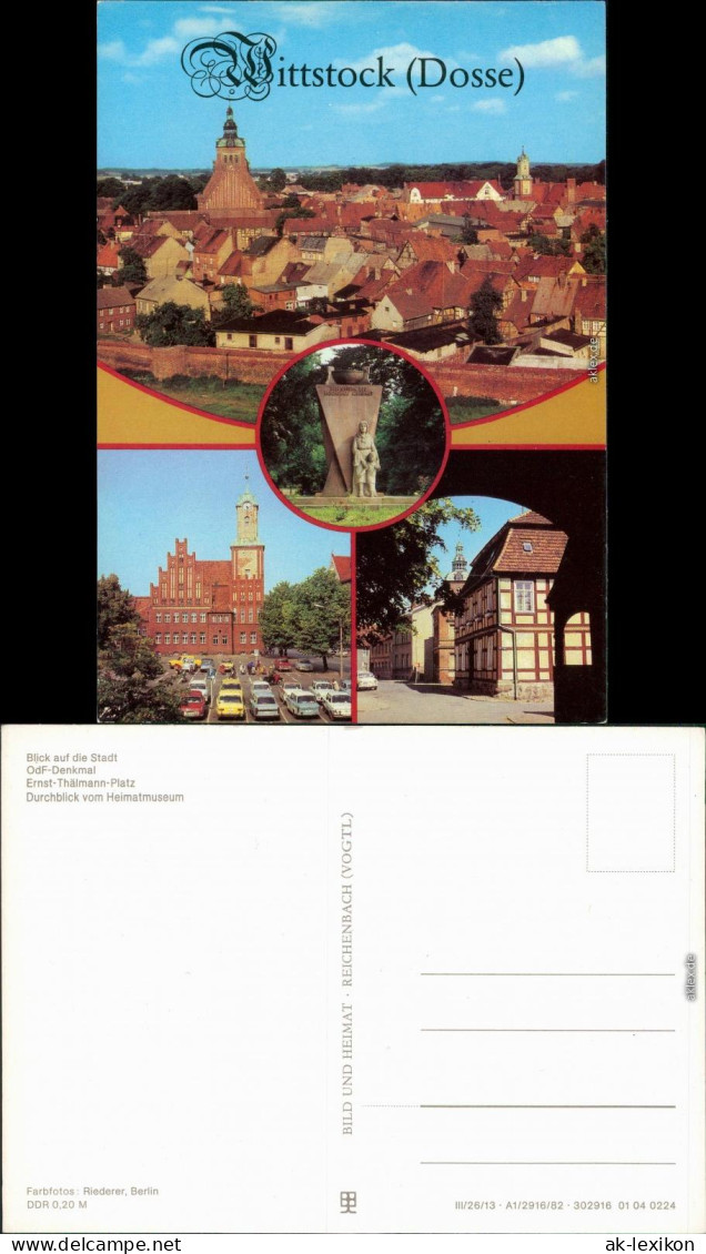 Wittstock Dosse Panorama-Ansicht, OdF-Denkmal, Ernst-Thälmann-Platz,  1982