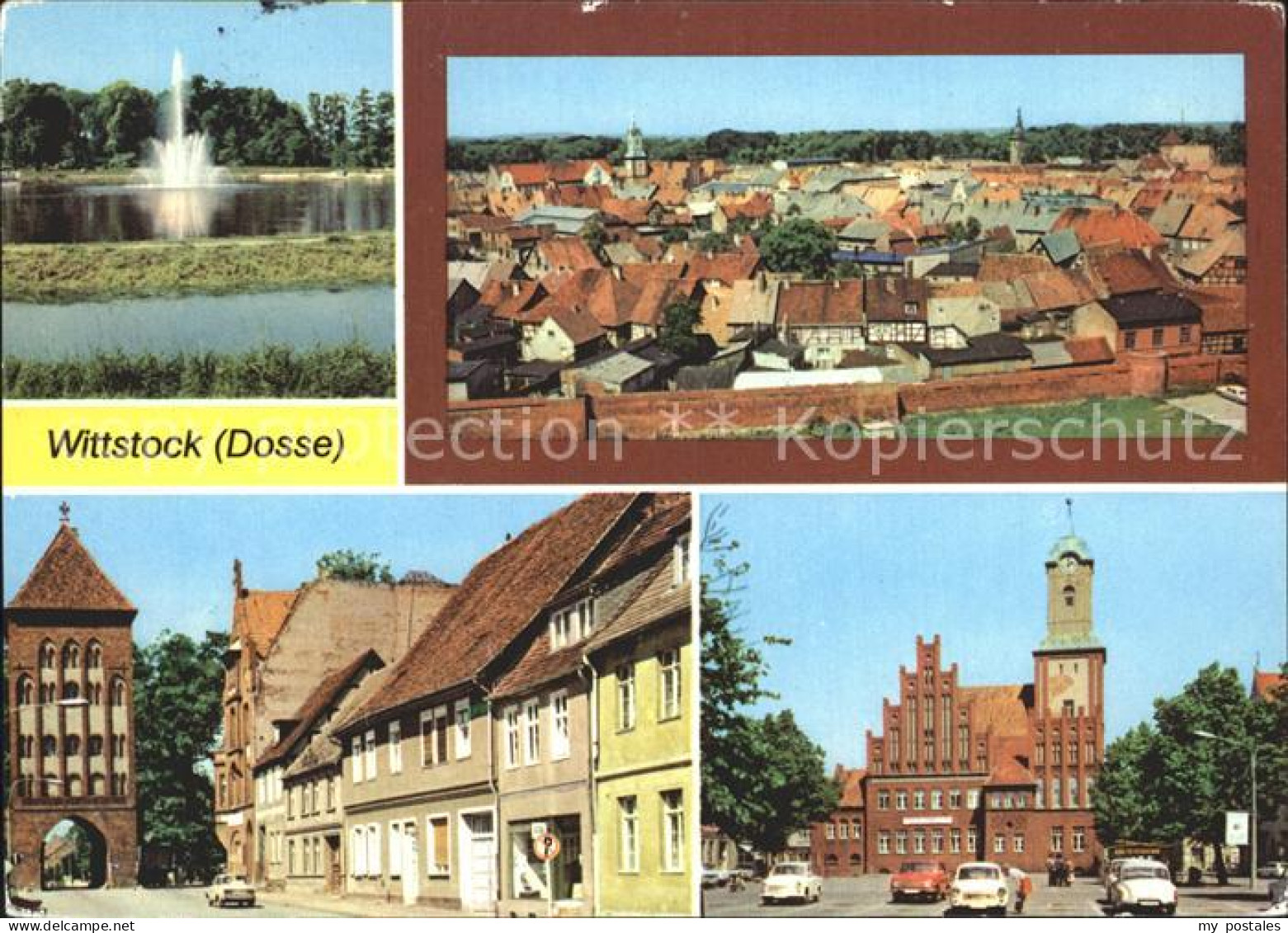 Wittstock Fontaene Teilansicht Groepertor Rathaus