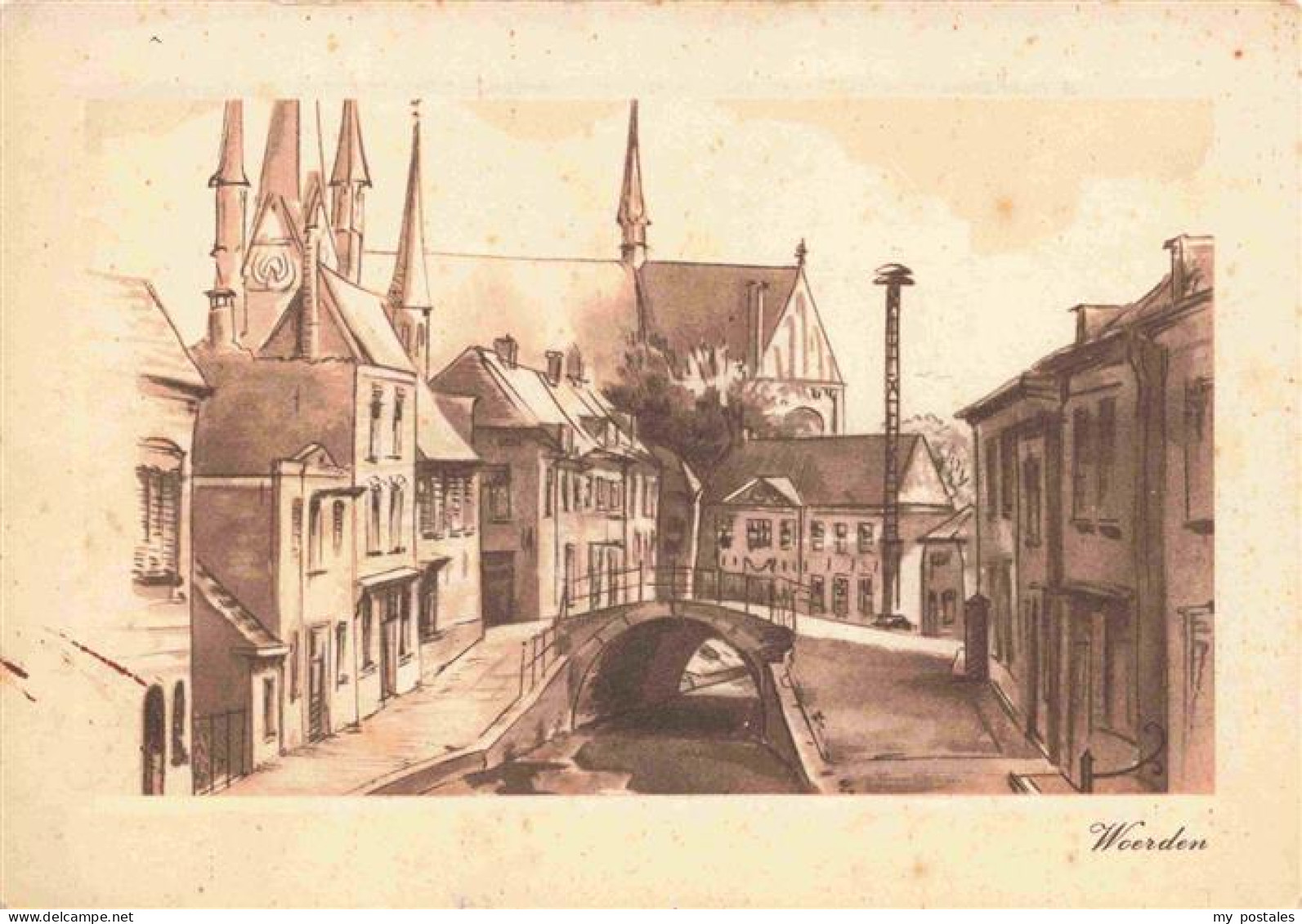 Woerden Utrecht NL Stempeltocht naar een Sepiateekening van Eline Canter Cremers