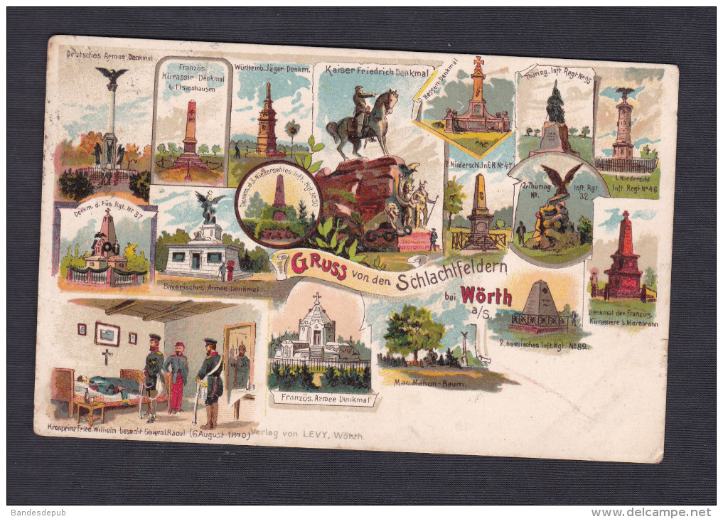 Woerth (67) - Gruss von den Schlachtfeldern bei Wörth ( Monument aux Morts chromo lithographie Ed. Levy )