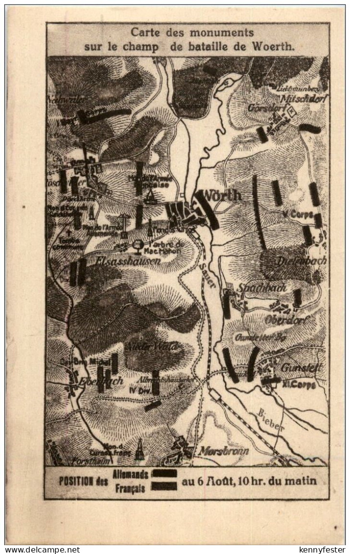 Woerth sur Sauer - Carte des monuments sur le champ de bataille de Woerth