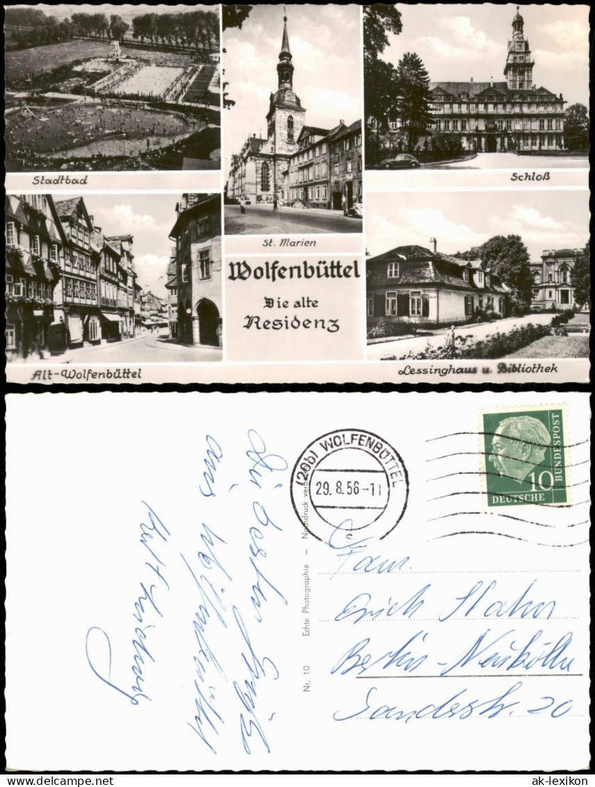 Wolfenbüttel Mehrbild-AK Stadtbad Schloß Die alte Residenz Alt-Wolfenbüttel 1956
