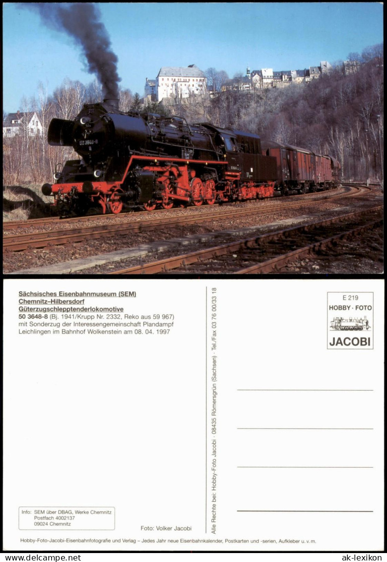 Wolkenstein Dampflok 50 3648-8 mit Sonderzug vor Schloss Wolkenstein 1997