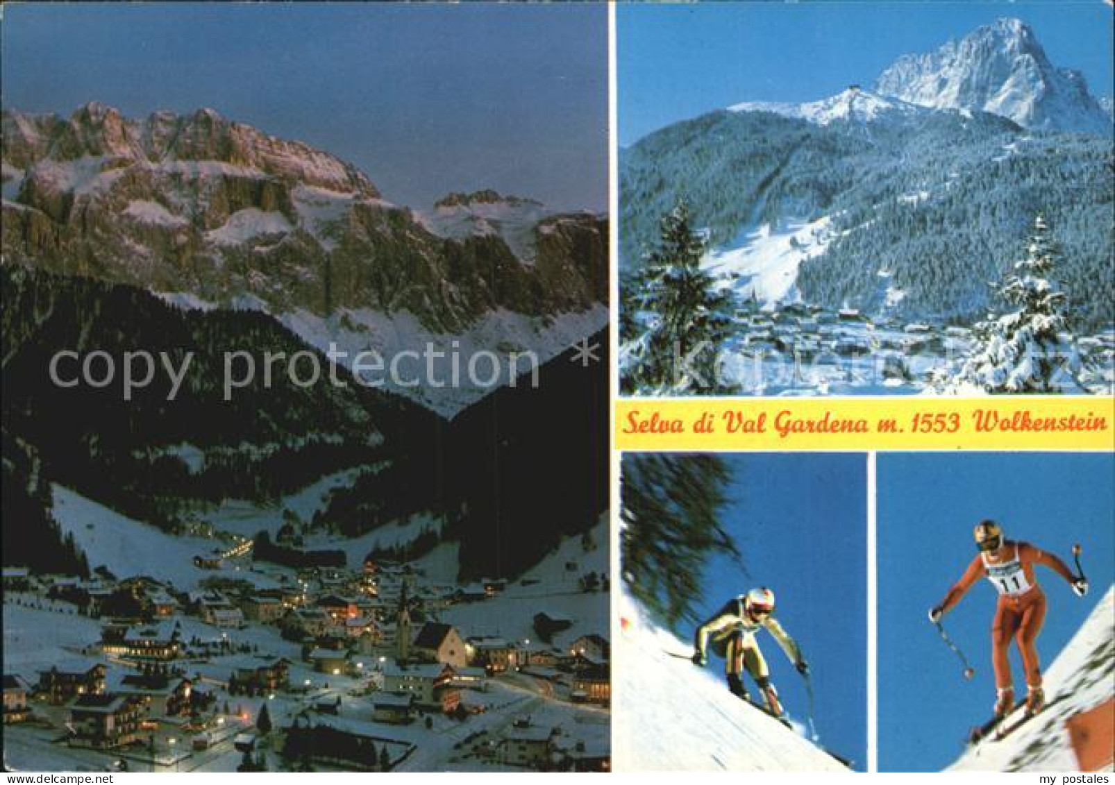 Wolkenstein Groeden Wintersportplatz Alpen Skirennfahrer