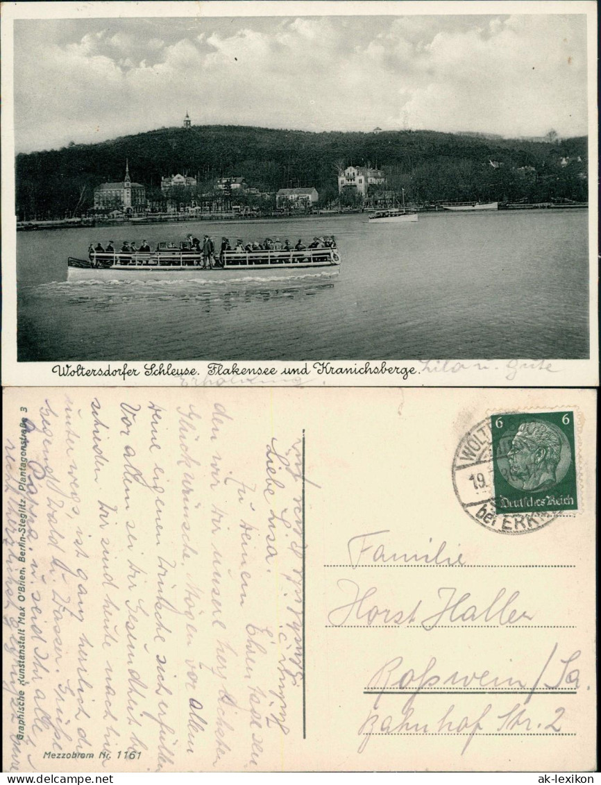Woltersdorf Woltersdorfer Schleuse. Flakensee und Kranichsberge. Schiff 1936
