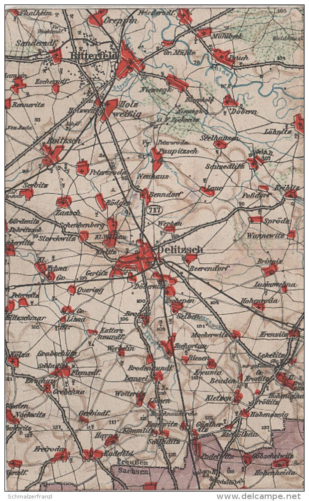 Wona Karte Blatt 717 Delitzsch Bitterfeld Radefeld Mühlbeck Krensitz Zwochau Wannewitz Döbern Paupitzsch Zaasch Benndorf