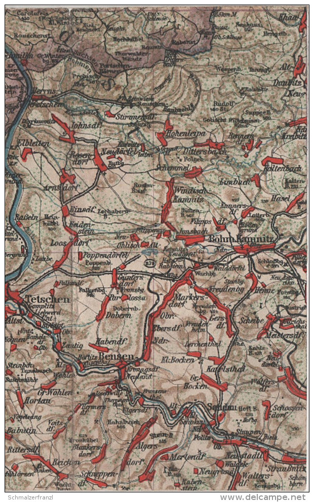 Wona Karte Blatt 879 Tetschen Bensen Böhmisch Kamnitz Sandau Elbleiten Khaa Daubitz Rosendorf Kaltenbach Kreibitz Dobern
