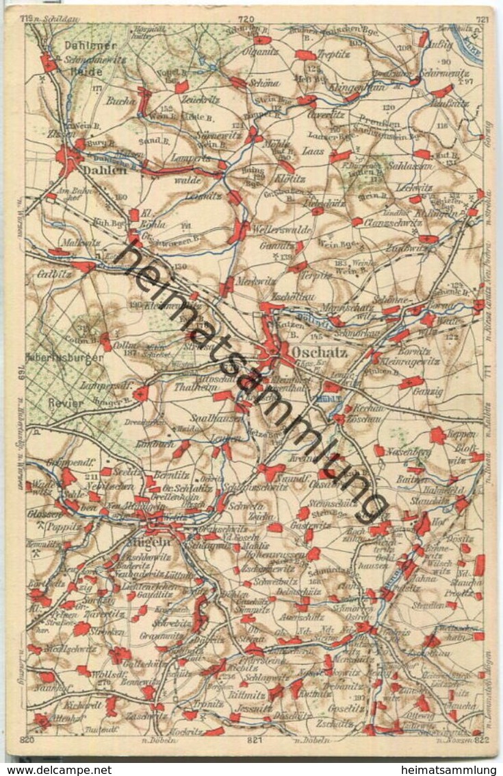 Wona-Landkarten-Ansichtskarte 770 - Oschatz - Verlag Wona Königswartha
