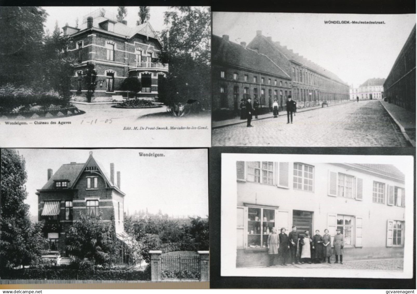 WONDELGEM.  4 FOTO'S VAN OUDE POSTKAARTEN , DIE EEN VERZAMELAAR NIET IN BEZIT HAD  !!!!!!!! ZIJN RECENTE FOTO'S