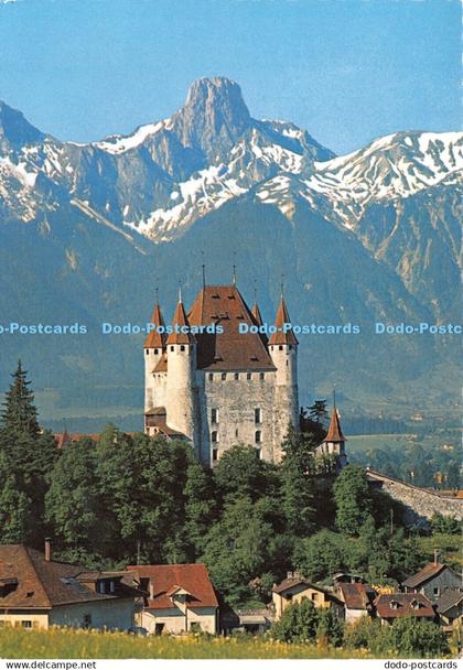D043317 Thun. Thoune Schloss mit Stockhorn. Arthur Baur