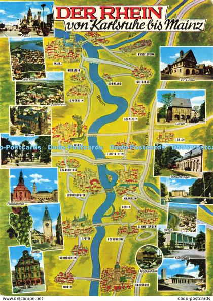 D198031 Der Rhein con Karlsruhe bis Mainz Nierstein Gr Gerau Lorsch Frankenthal