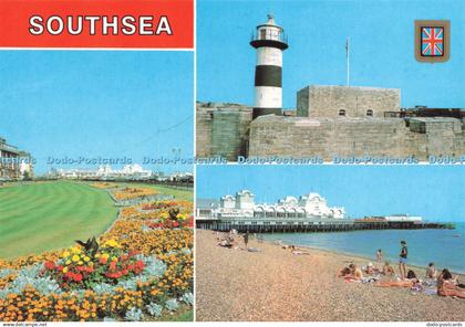 D228428 Southsea Beach and Pier Southsea Castle Leo Cards Don Carr Multi View
