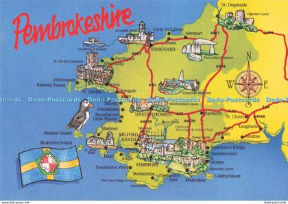 D280624 Pembrokeshire Map Pembrokeshire Eye Postcards
