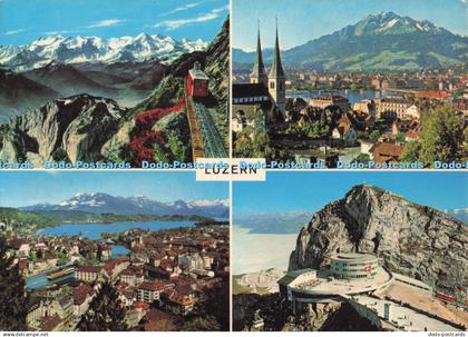 D282682 Luzern mit Pilatus und Rigi Drahtseilbahn Alpnach Kulm Schwebebahn Krien