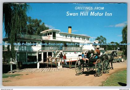 D308765 Greetings from Swan Hill Motor Inn Victoria Entry to the Pioneer Settlem