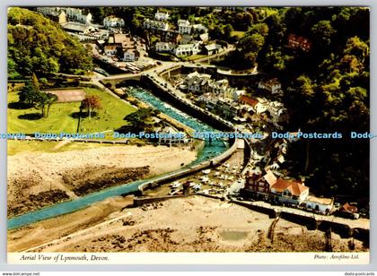 D326984 Devon. Aerial View of Lynmouth. Lynton and Lynmouth are chief coastal re
