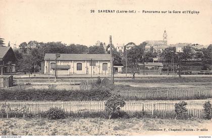 France Savenay Panorama sur la Gare et l'Eglise Train Station postcard B751