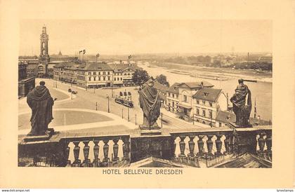 Germany Hotel Bellevue Dresden Tram Statues vintage postcard