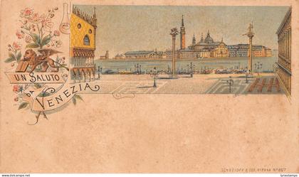 Italy Saluto da Venezia Venice litho vintage postcard