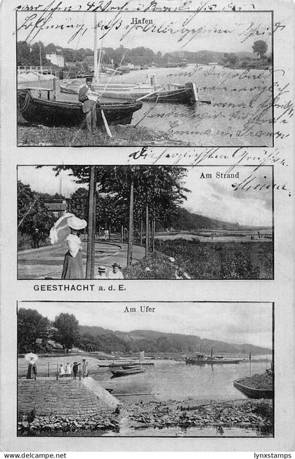 L001 Germany Geesthacht a.d.E. 1907 boats ship vintage postcard