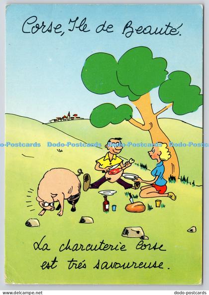 L370139 Corse Ile de Beaute Man and Woman Pig Corscian Sausages are Excellent U
