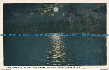 R019240 Lake on Joh D. Rockefellers Estate by Moonlight. Lakewood. N. J