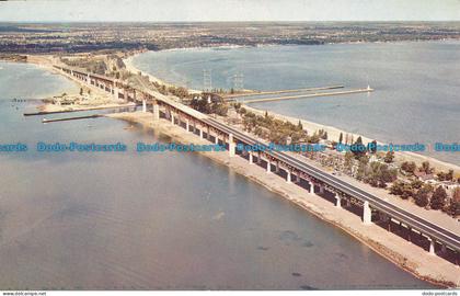 R034218 Aerial View of the New Burlington Skyway. Burlington Beach. Hamilton. On