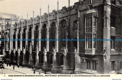 R128242 King Edwards Grammar School. New Street Birmingham c.1930 Birmingham Pub