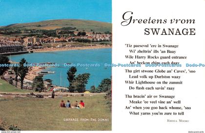 R440133 Greetens vrom Swanage Swanage from the Downs Rhoda Moore Salmon Cameraco