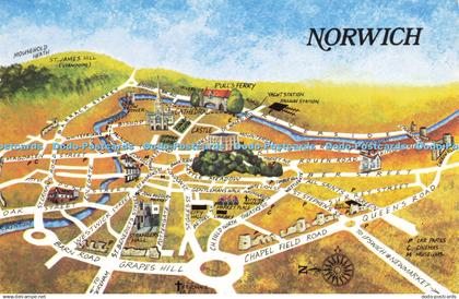 R579141 Norwich Map Showing the City Centre of Norwich Jarrold